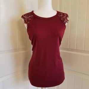 Loft NWT LACE RAGLAN SLEEVE TOP Large   
